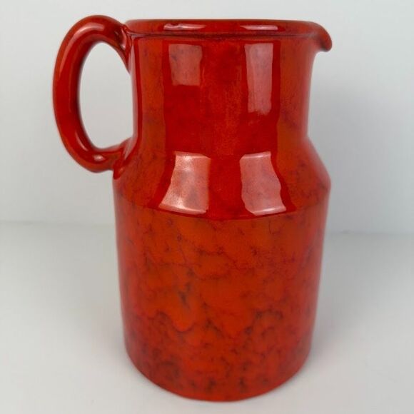 Vintage Mid Century Italian Peasant Village Red Pitcher, Rustic Farmhouse - Picture 3 of 10